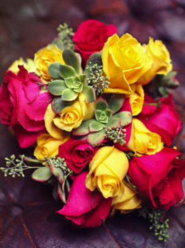 Not your ordinary flower ideas :  wedding bouquet succulents fall flowers unique Pink And Yellow Bouquet