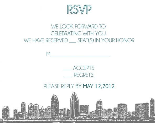 San Diego Skyline Modern Invitations :  wedding diy invitations modern skyline teal white JansenKeshka Invite Sent To Print 7