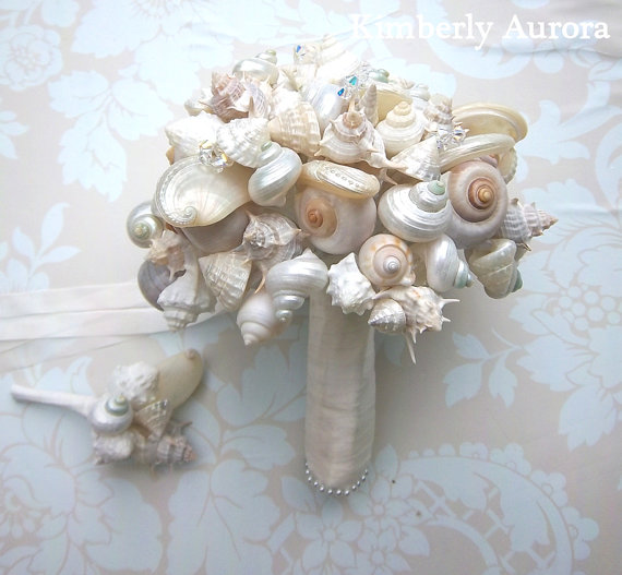 Seashell Bouquet and Matching Bout $125 : wedding Il 570xN 259778989