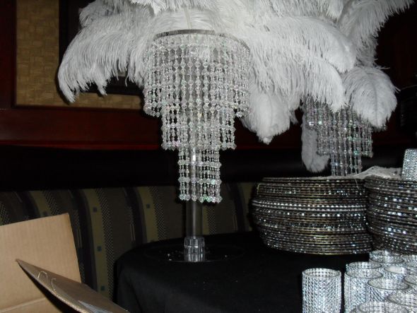 Crystal chandelier amp white ostrich feathers for sale wedding ostrich