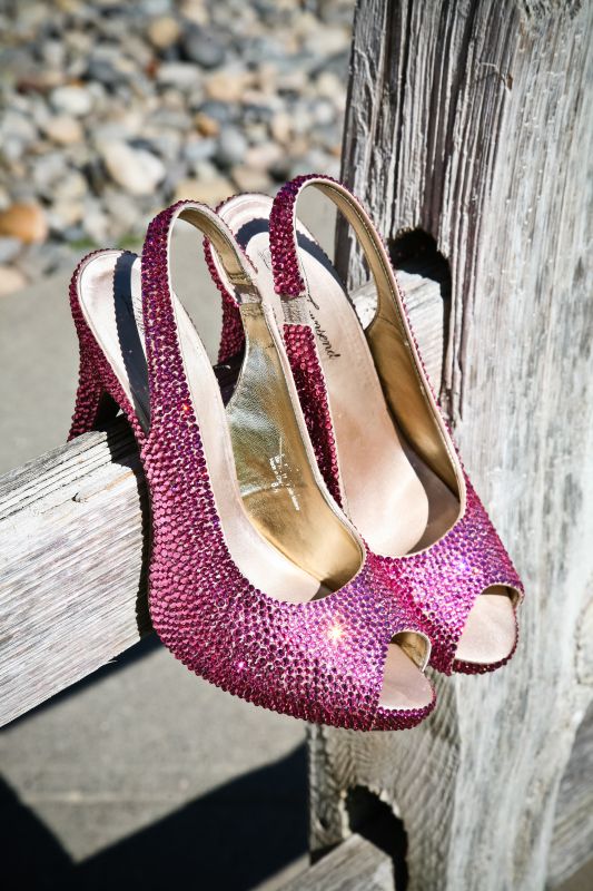 DIY pink Swarovski strassed  heels