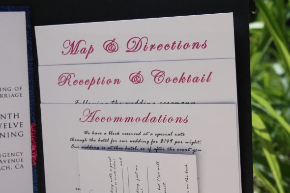 My completely DIY finished invitations :oD! :  wedding 2012 1 blue diy glitter invitations invites pink purple september stationary swirls InviteWB3 wedding diy invite invitations pink blue purple swirls september wedding paper black InviteWB3 