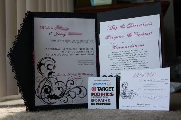 My completely DIY finished invitations :oD! :  wedding 2012 1 blue diy glitter invitations invites pink purple september stationary swirls InviteWB4 wedding diy invite invitations pink blue purple swirls september wedding paper black InviteWB4 