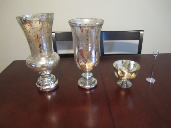 8 6x5 Antique Silver Bowl 15 each MERCURY GLASS CENTERPIECES 4S wedding