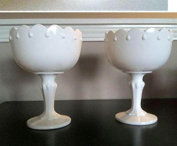  milk glass footed peices and or hobnail bowls Large 