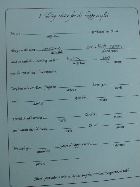 For Sale: Wedding Mad Lib Cards :  wedding mad libs for sale guestbook fun ideas Mad Libs