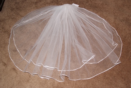 Brand New Elbow Length Diamond White Veil For Sale! :  wedding veil elbow length diamond white simple Veil 2