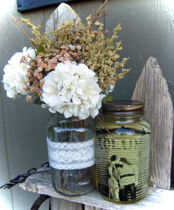 Mason Jar Centerpeices :  wedding burlap mason jar rustic centerpeices ideas Rtertert45