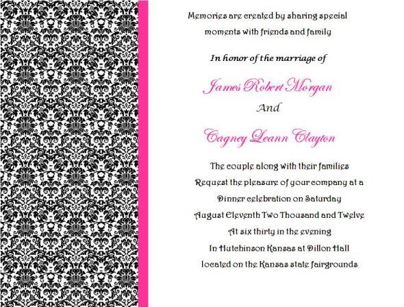 Damask Invite Help! :  wedding damask invite invitation template black and white JC Invite