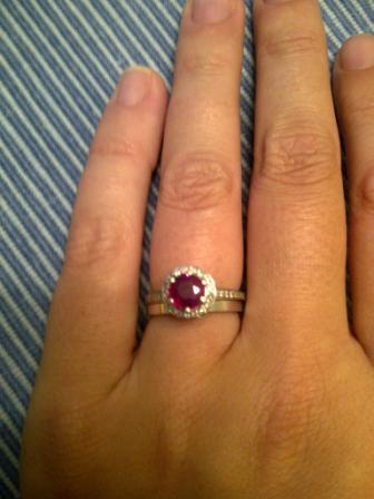 Spinoff: Post pics of your two rings together (wedding ring + engagement ring) :  wedding ring wedding engagement pic photo two finger together worn wear ring porn Ringwithband
