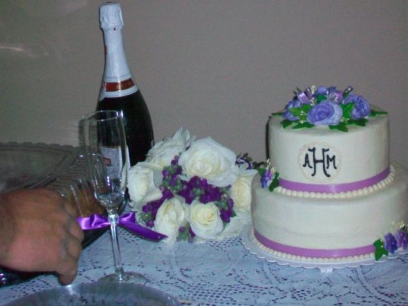 Post Your Buttercream Frosted Cakes! (Inspiration pics also welcome) :  wedding cake wedding buttercream purple 13   Cake