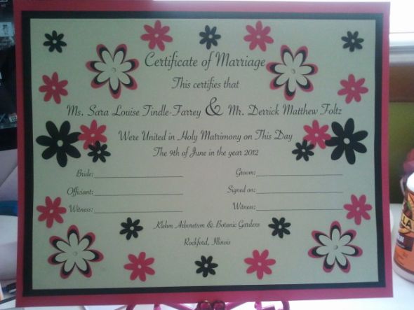 My pretty marriage certificate