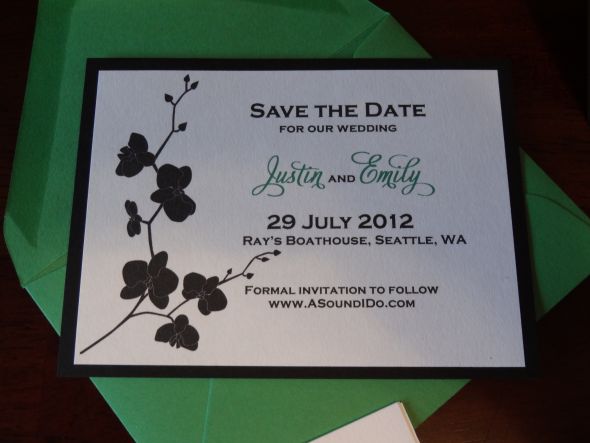 Orchid Save the Dates wedding save the dates 1 orchid diy black green 