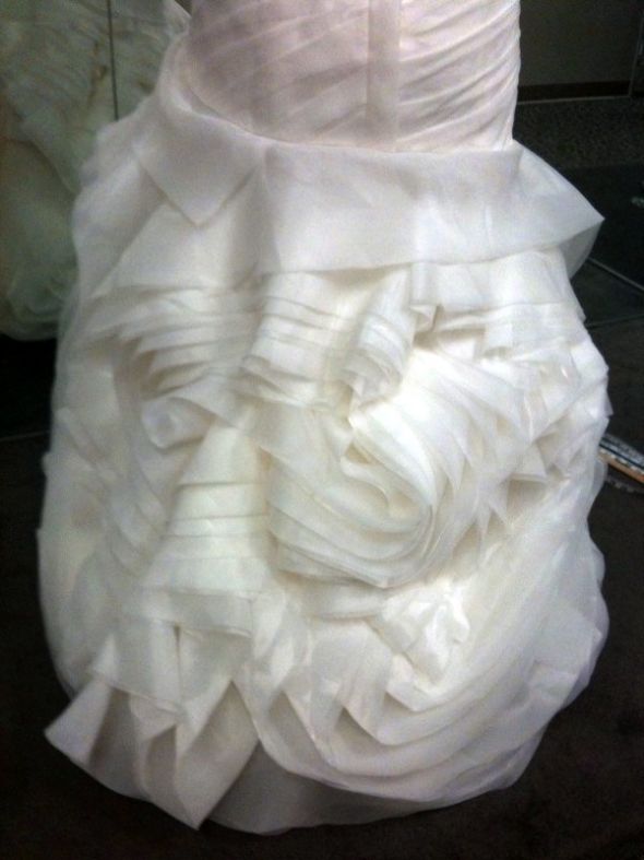 White by Vera Wang VW351011 - Bustled and Hemmed with Pics :  wedding vera wang white by vera wang vw351011 bustle strapless white vera wang beach wedding dress organza wedding dress Bustle2