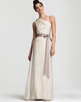 Is this White by Vera Wang gown VW351011 too much for Beach wedding? :  wedding white by vera wang beach wedding wedding dress strapless destination vera wang Tadashi Shoji One Shoulder Glazed Lace Gown Full