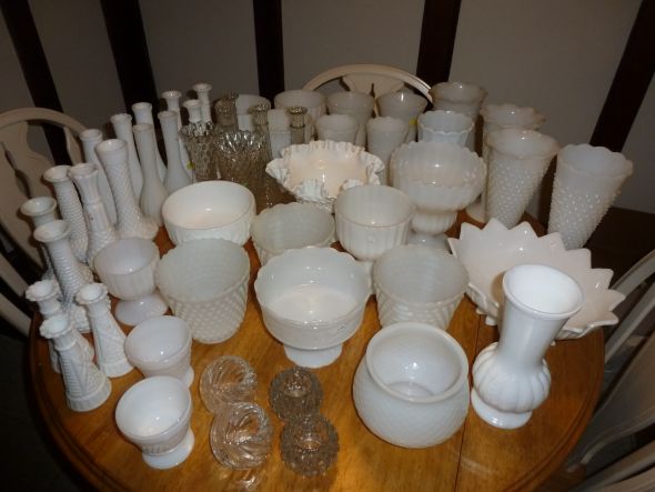 MIlk Glass :  wedding milk glass vases white ivory flowers diy reception P1000326 Milk Glass Collection For SALE!!!! 42 Pieces :  wedding milk glass vase milkglass reception decor white flowers diy centerpiece P1000326 