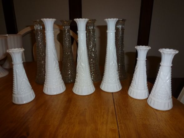 MIlk Glass :  wedding milk glass vases white ivory flowers diy reception P1000336 Milk Glass Collection For SALE!!!! 42 Pieces :  wedding milk glass vase milkglass reception decor white flowers diy centerpiece P1000336 