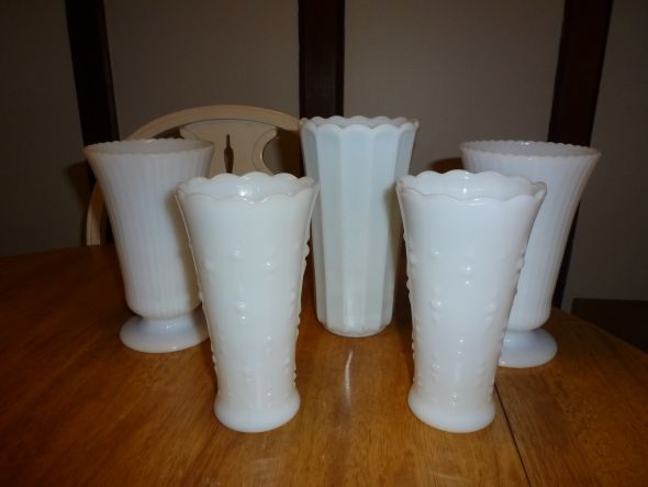 MIlk Glass :  wedding milk glass vases white ivory flowers diy reception P1000340 Milk Glass Collection For SALE!!!! 42 Pieces :  wedding milk glass vase milkglass reception decor white flowers diy centerpiece P1000340 