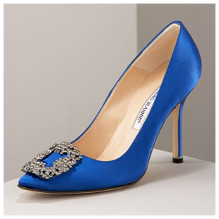Show me your wedding shoes ... :  wedding Manolo Blahnik Something Blue Satin Pump