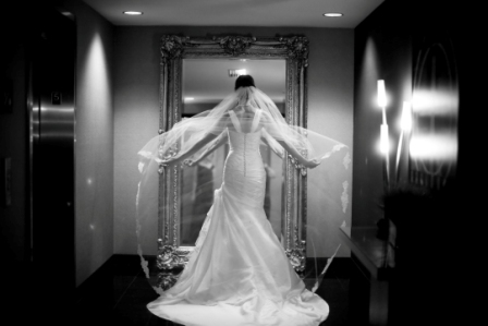 Unexpected spring snow :  wedding white inspiration ceremony dress flowers snow march rolls royce Dress Unique