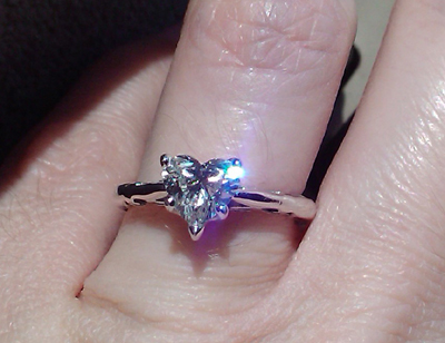 Post your heart shaped engagement rings :  wedding heart diamond moissanite sapphire emerald ring engagement fiance love white gold Ring Blue2