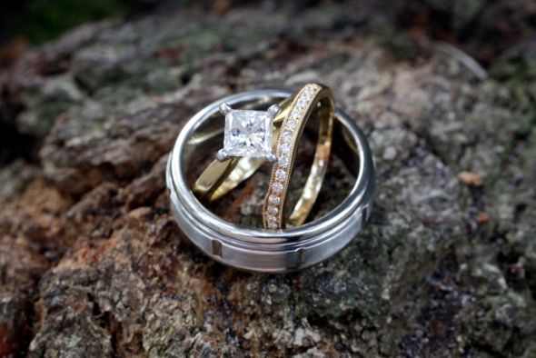 I'd love to see your super thin banded wedding sets! :  wedding ring wedding band e ring thin band wedding set bridal set OurRings