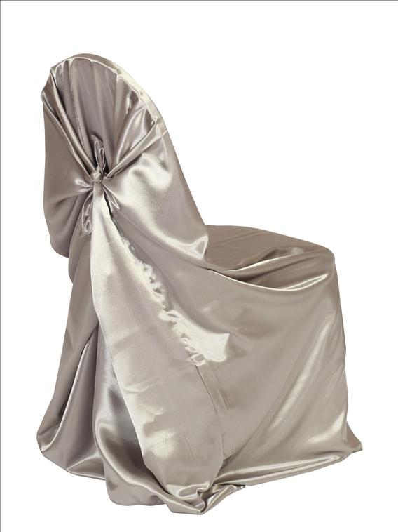 Satin SelfTie Universal Chair Cover Dark Silver Platinum wedding 