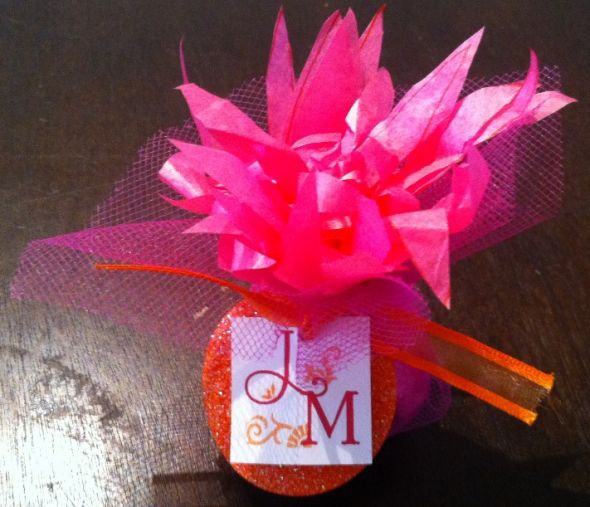 ferrero rocher favor :  wedding favor pink orange chocolate Favor