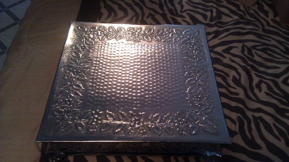 cake stand, cake banding, fancy Bling out B cake topper!!! : wedding silver cake IMAG0144