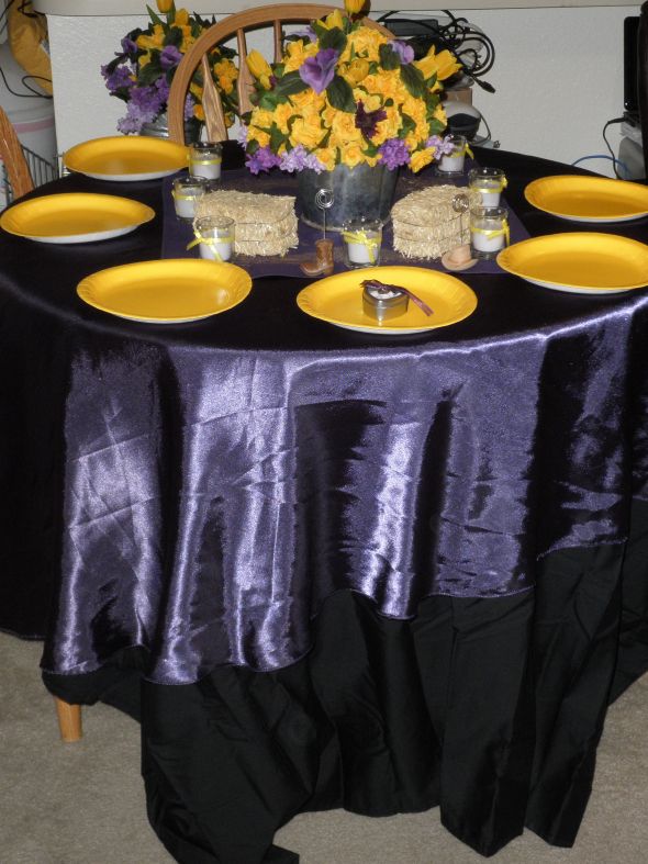 wedding reception plate chargers yellow purple