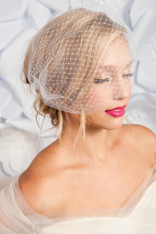 Pale red head bride, ivory dress, red lipstick too much? :  wedding red lipstick pale skin red hair ivory dress Veil