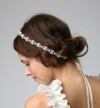 Show me your ribbon headbands! :  wedding headband ribbon rhinestone head band hair Untamed Petals