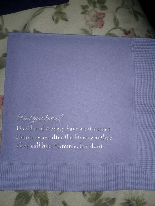 My personalized beverage napkins!  Pics!! :  wedding napkins Napkin 1