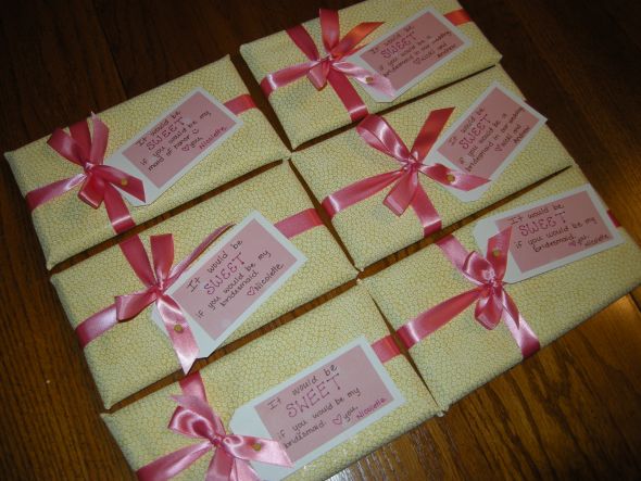How I asked my bridesmaids - easy/inexpensive DIY :) :  wedding bridesmaids diy BridesmaidBarsAll