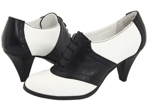 Help me decide!  1950's style wedding dress (swing style) with which shoes? :  wedding 1950s 1 swing saddle shoe black white heels 1230961 P 2x