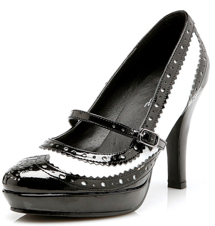 Help me decide!  1950's style wedding dress (swing style) with which shoes? :  wedding 1950s 1 swing saddle shoe black white heels 414 FLAPPER