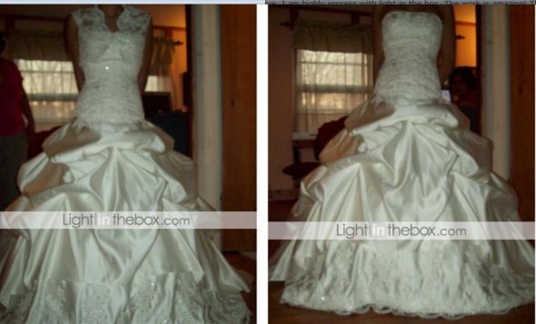 HELP!!! Thinking of getting a dress from either Light in the box and Dressilyme :  wedding dressilyme lightinthebox online dress chinese supplier dress Ball Gown Sweetheart Chapel Train Satin Lace Wedding Dress With Wrap A Customers Pic