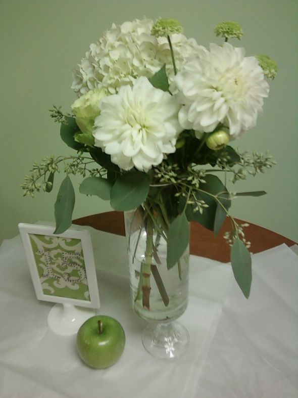 Budget Centerpieces wedding brown green white ivory flowers diy reception 