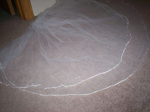 Cathedral Length Veil : wedding veil gloves tiara cheap white silver ceremony dress 006