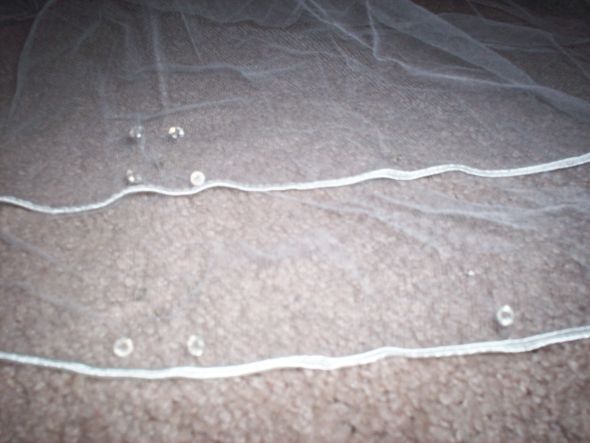 Cathedral Length Veil :  wedding veil gloves tiara cheap white silver ceremony dress Two Tier Veil Detail