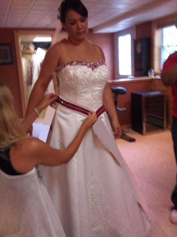 Need sash advice/suggestions!! (PIC HEAVY) :  wedding sash pop of color dress train drama Wide Sash