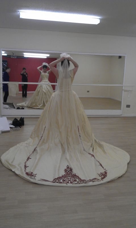 show off your bustle and back of your gown :  wedding bustle train gown dress wedding bridal The Big Fitting 7