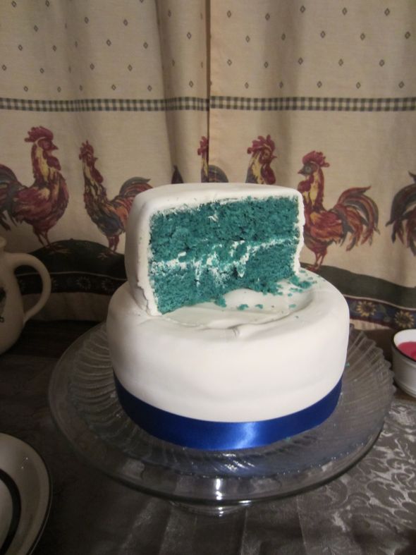 Trial Cake Run #1 :  wedding cake making own fondant 012