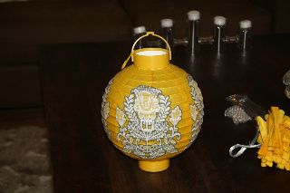 Yellow and grey battery-operated paper lanterns for sale - $65 OBO :  wedding lantern yellow grey gray Lantern