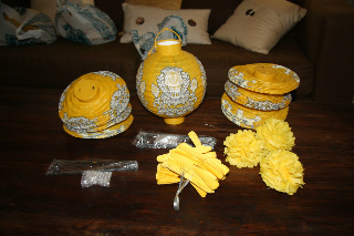 Yellow and grey battery-operated paper lanterns for sale - $65 OBO :  wedding lantern yellow grey gray Yellow Decor