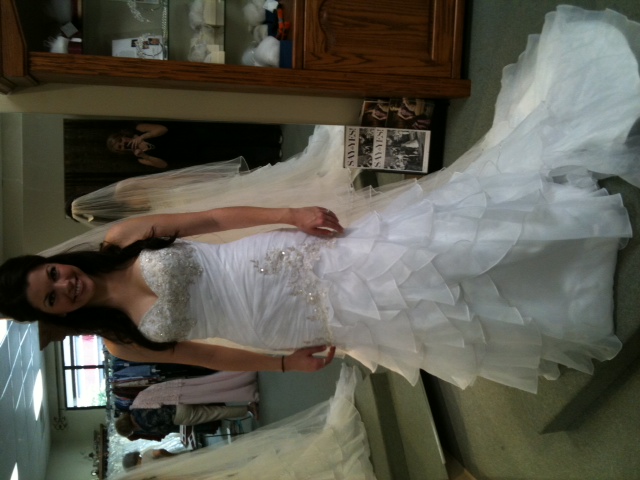She's here! She's here! My dream dress has arrived! :  wedding allure 8815 allure wedding dress gown alterations mermaid ruffles LoDress1