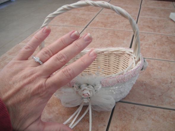 How big is the flower girl basket supposed to be? Mine looks doll size :/ :  wedding flower girl basket dimensions etsy small DSCF3078