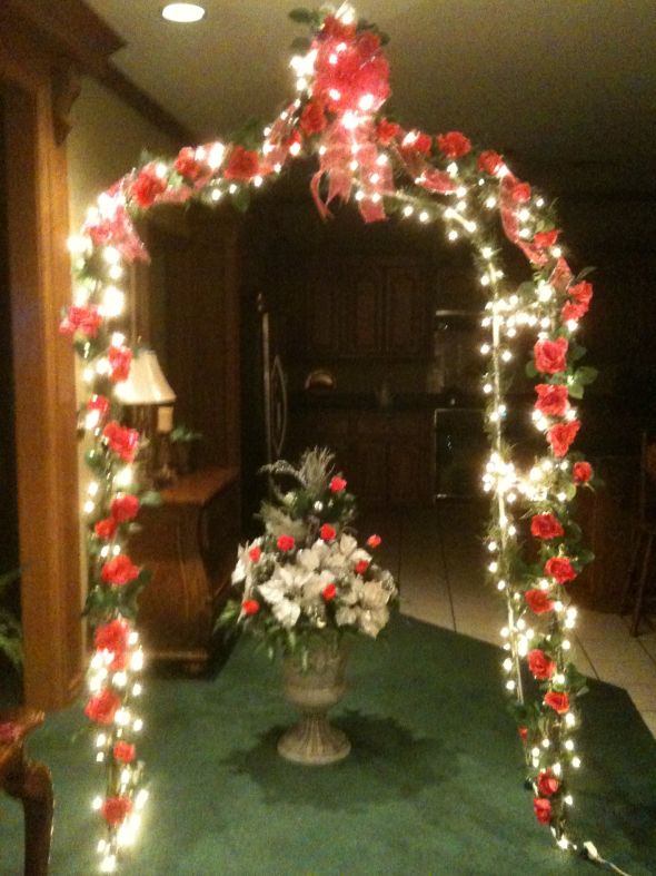 Includes greenery lights rose vine and hot pink bow