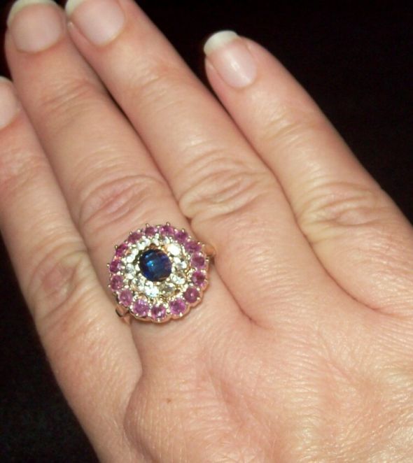 My grandmother's ring is fixed! (big pics) :  wedding rings sapphire ruby heirloom antique 100 0480 1