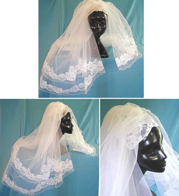 Vintage Wedding Veil with pearl headpiece wedding white ivory ceremony 